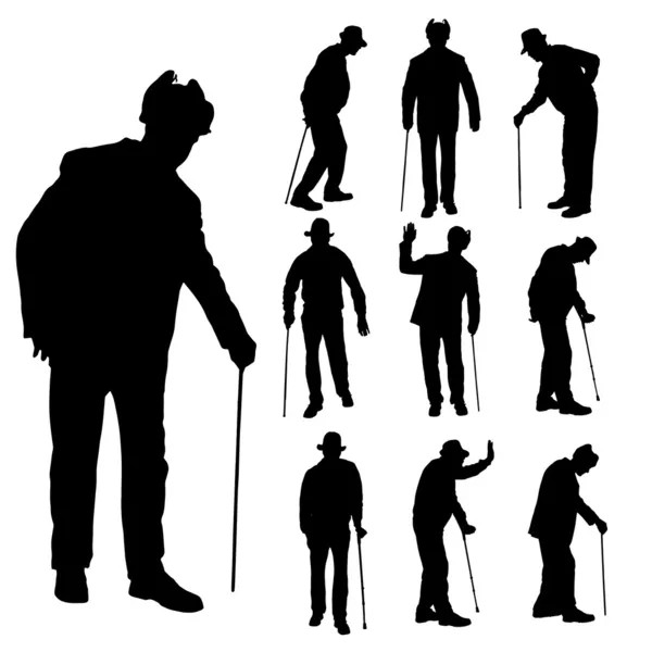 Vector silhouette of old people.