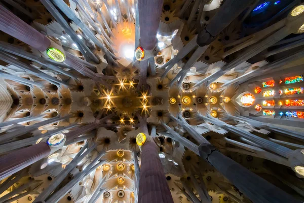 Interior of the Temple of the Holy Family in Barcelona