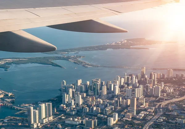 Miami skyline from the airplane