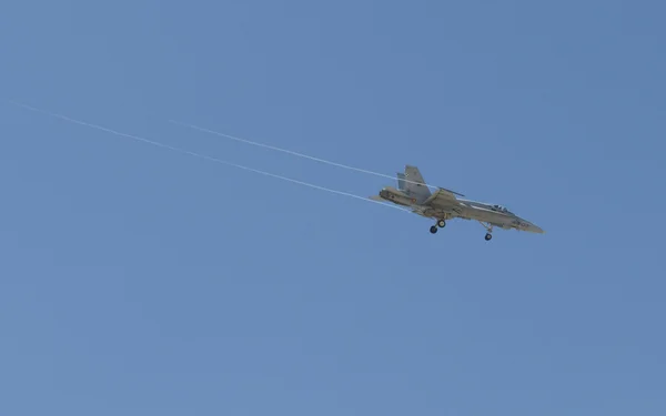 F18 war plane in a blue sky