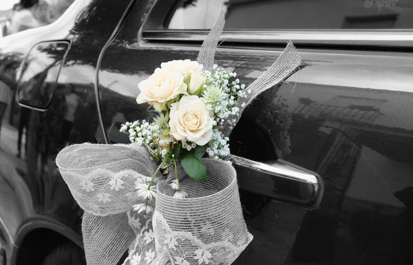 Wedding car with flowers