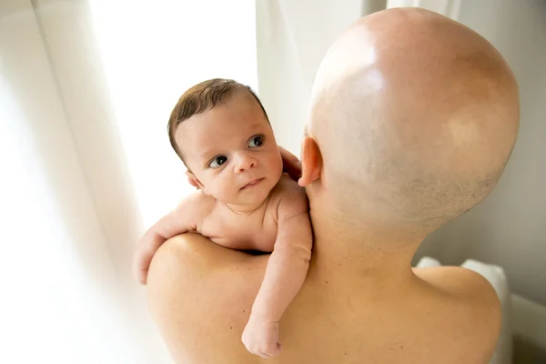Newborn Baby Boy Crying Over The Shoulder Of His Father Stock Images Page Everypixel