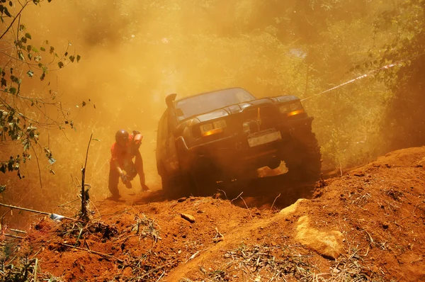 Racer at terrain racing car competition