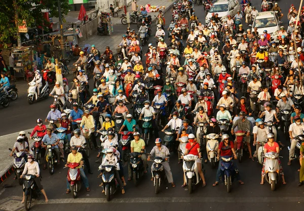 Crowed  scene of urban traffic  in Vietnam rush hour
