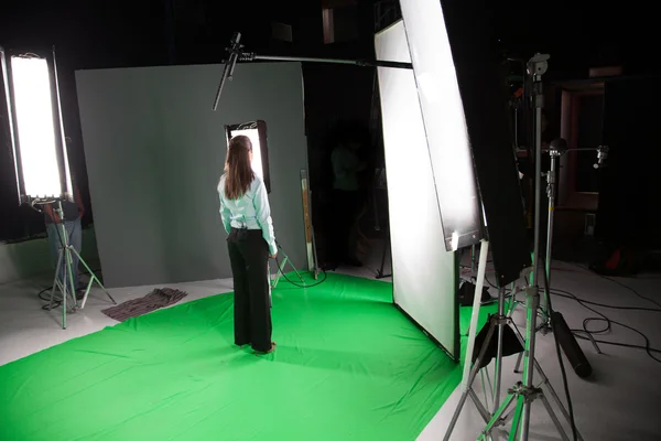 Model in a film studio