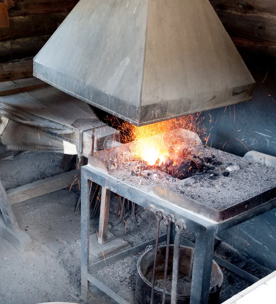 Forge in workshop of blacksmith
