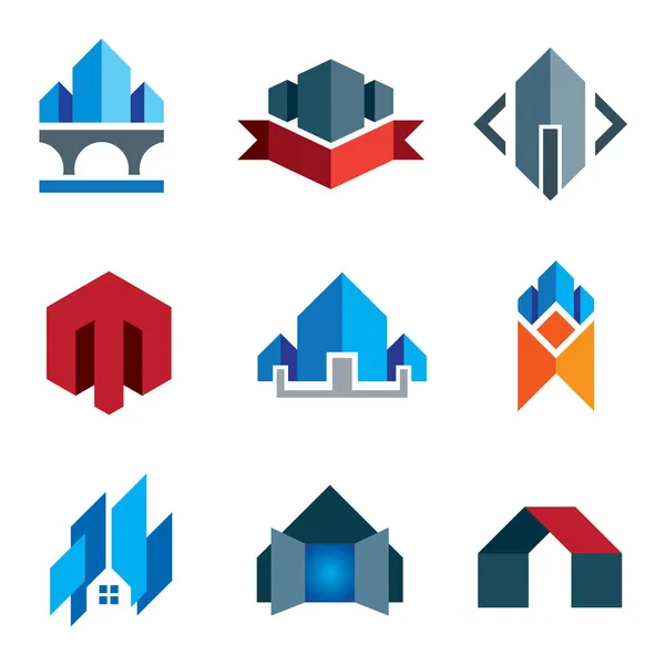My new age generation - historic virtual building construction architecture company label and creation of 21st century smart house logo or family home icon set