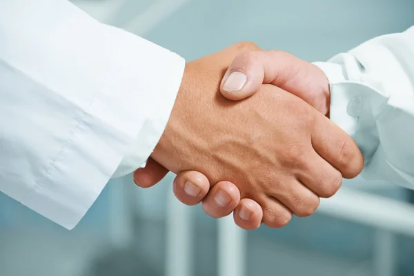 Man doctor shakes hand
