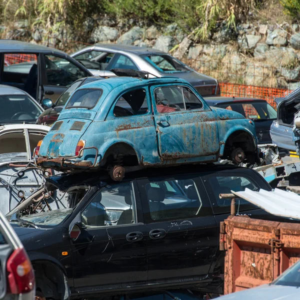 Old cars in the junkyard