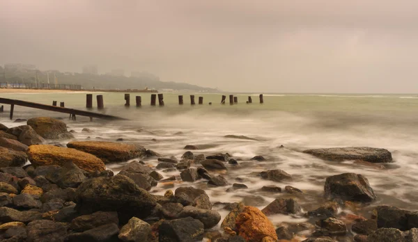 Sea beach in the bad weather