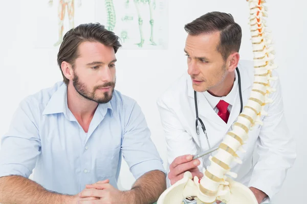 Male doctor explaining the spine to a patient