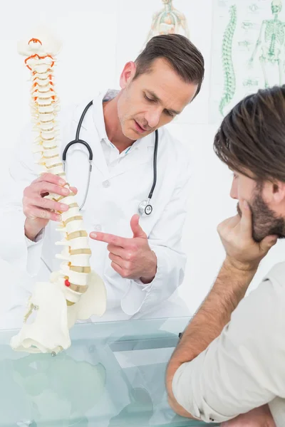 Male doctor explaining the spine to a patient