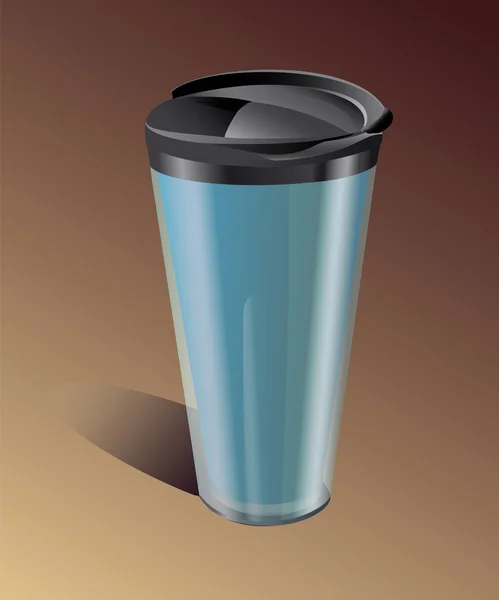 Blue thermos mug for hot drinks