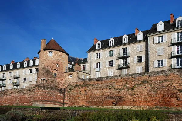 Ancient fortified wall in the French city Le Mans