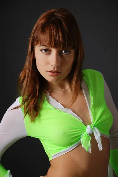 Girl in the blouse tied on breast