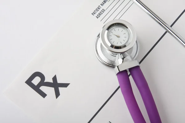 Closeup of a stethoscope on a rx prescription