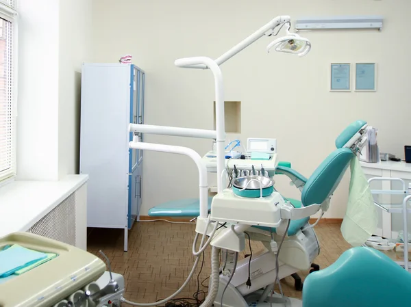 Dental tools on a dentist\'s chair