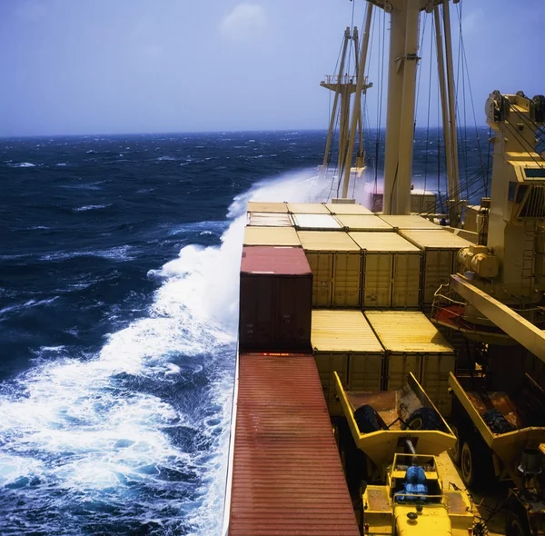 Shipping, Container Ship In Storm