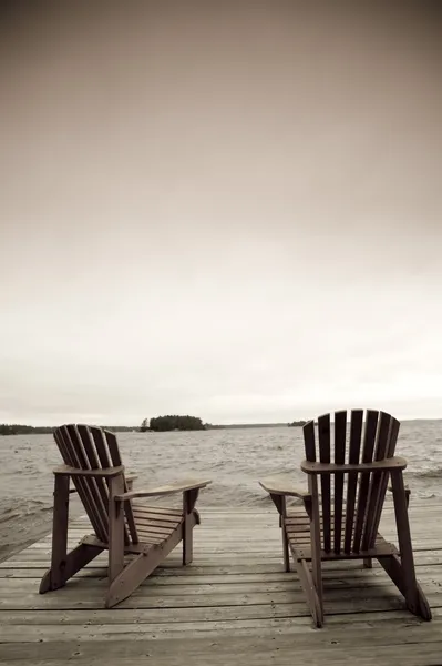 Adirondack Chairs On Deck, Muskoka, Ontario, Canada