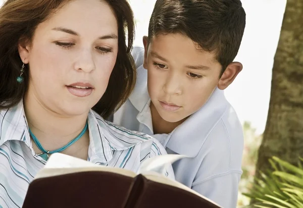 Mother And Son Reading A Bible