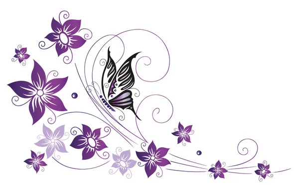 Flowers, butterfly, blossoms