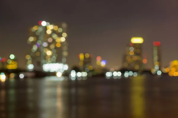 Bangkok cityscape river view at twilight time, Blurred Photo bok