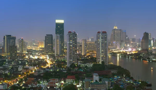 Bangkok cityscape. Bangkok river view at twilight time.