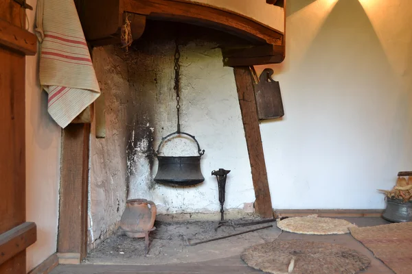 Old interior with fireplace