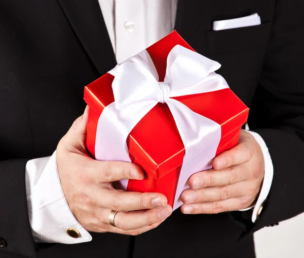 Elegant man present gift box