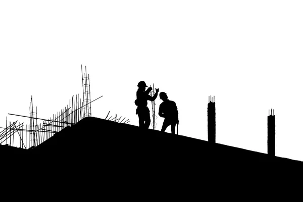 Silhouette labor working in construction site