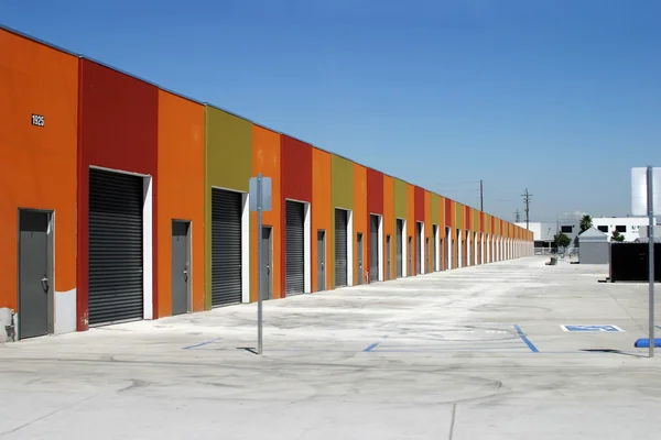 Garages lined in a row