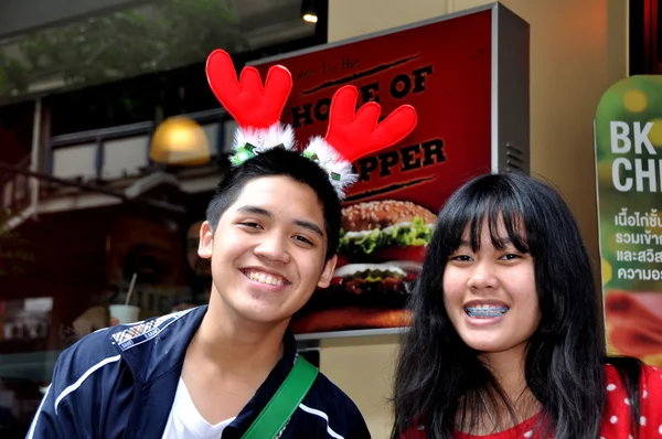 Bangkok, Thailand: Two Thai Teens on Silom Road