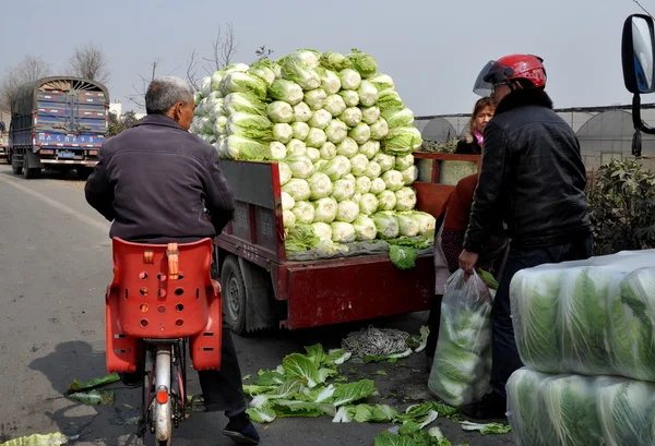Pengzhou, China: Farmers with Fresh Produce at Co-op Market