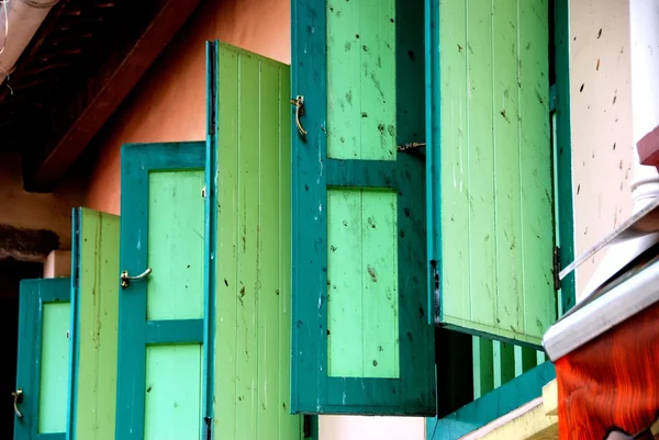 Singapore: Wooden Shutters on Kampong Glam Shop Houses