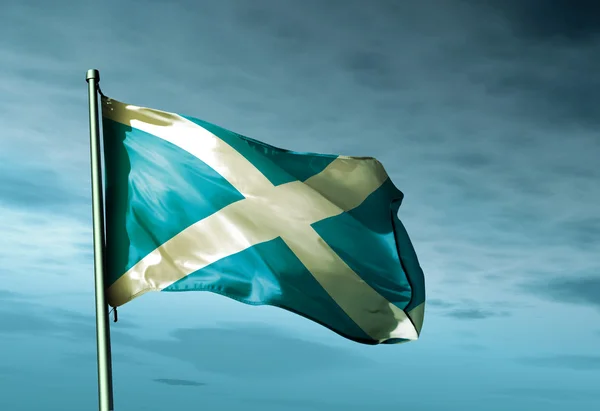 Scotland flag waving on the wind