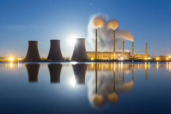 Moonrise over the thermal power plant