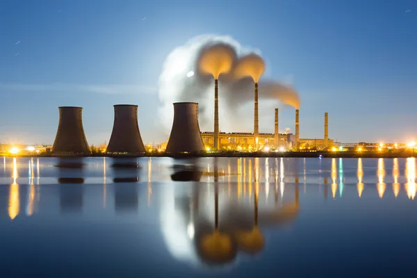 Moonrise over the thermal power plant