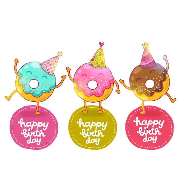 Happy Birthday card background with cute donut.