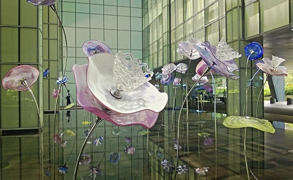Modern artificial flowers in an office building in Singapore