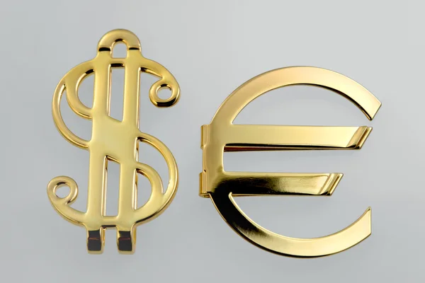 Metallic sign euro and dollar