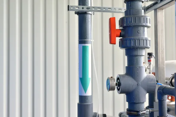 Industrial water pipeline in a boiler room