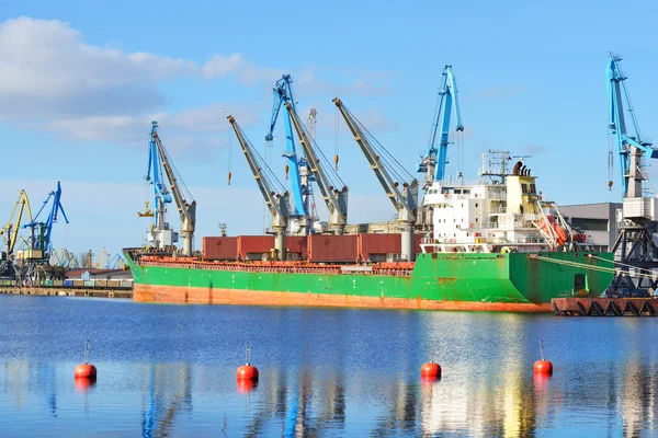 Cargo ship  loading in cargo terminal of Riga