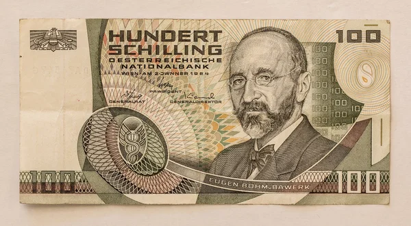 Old Austrian Banknote 100 Schilling 1984