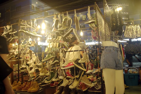 Second hand shoes shop in Asia flea market