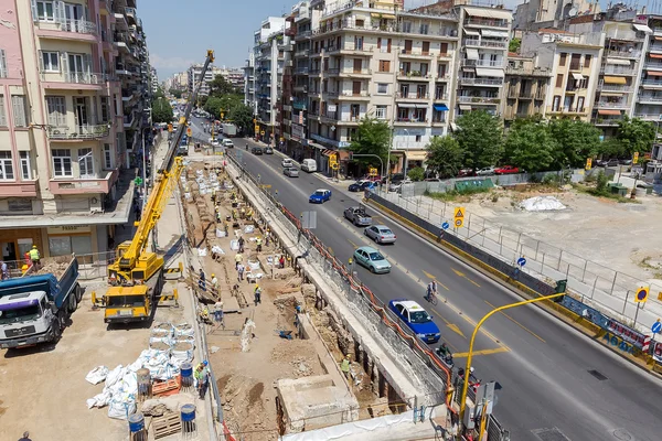 On ground works of Metro, in the center of Thessaloniki, on May