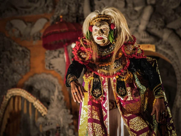 Masked Dancer Performing Traditional Topeng Tua Dance in Ubud, Bali