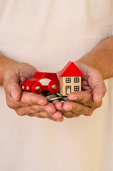 House and car in hands