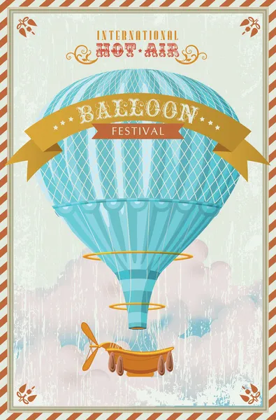 Vintage hot air balloon in the sky vector. illustration. Background. Greeting card.