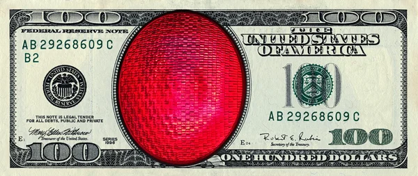 One hundred dollars banknote with red diamond