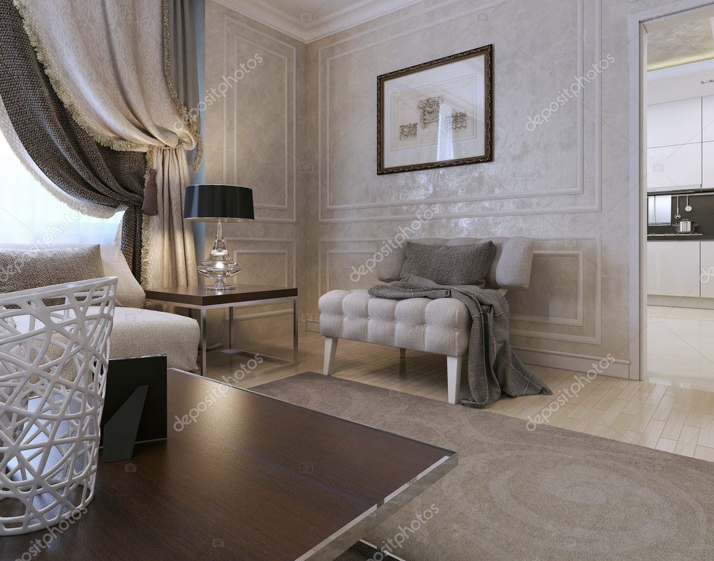 Woonkamer, art decostijl, klassieke stijl — stockfoto © kuprin33 ...